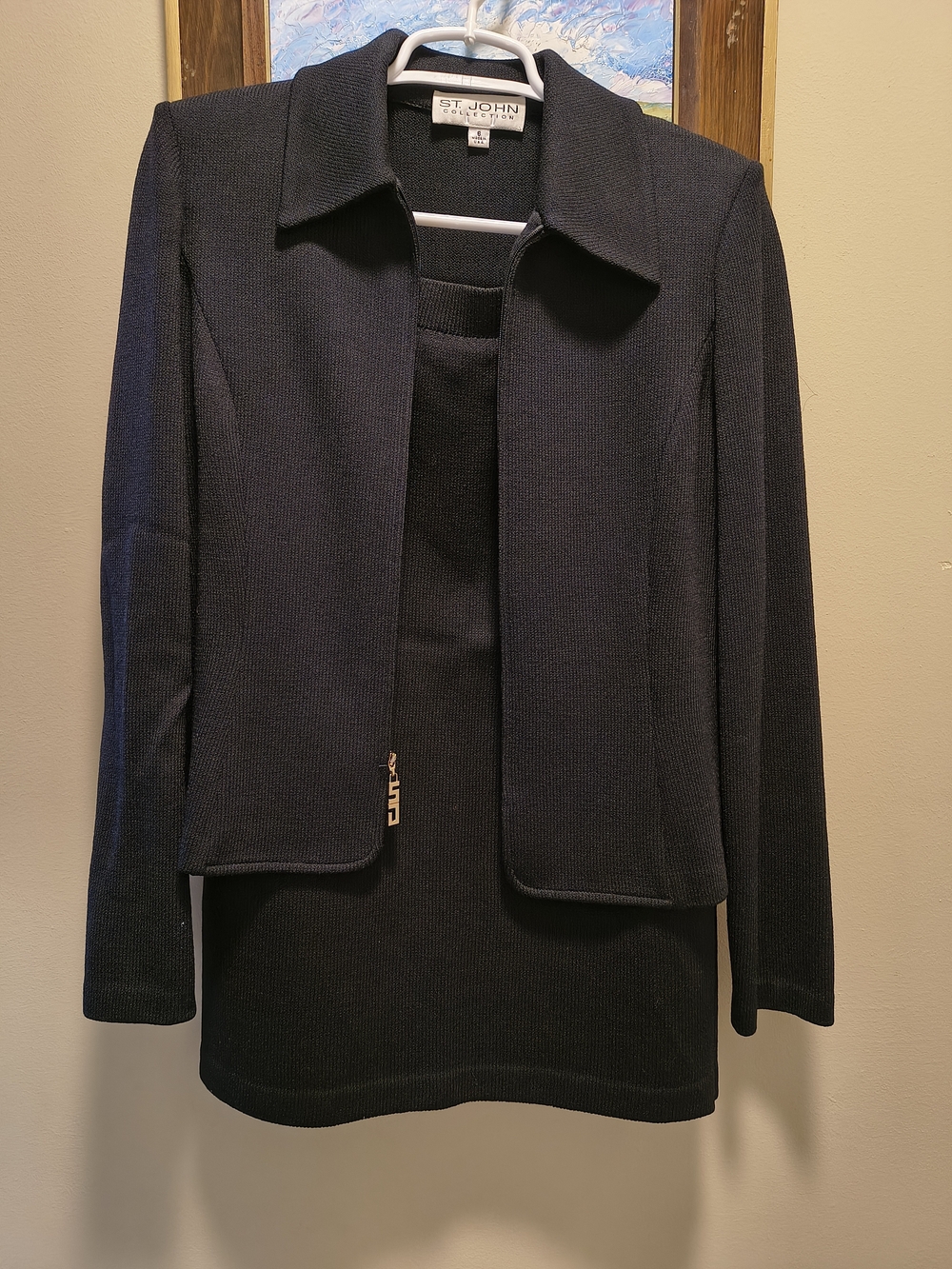 St. John Black Knit Blazer with Matching Shell